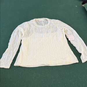 LC Lauren Conrad Cream Textured Blouse